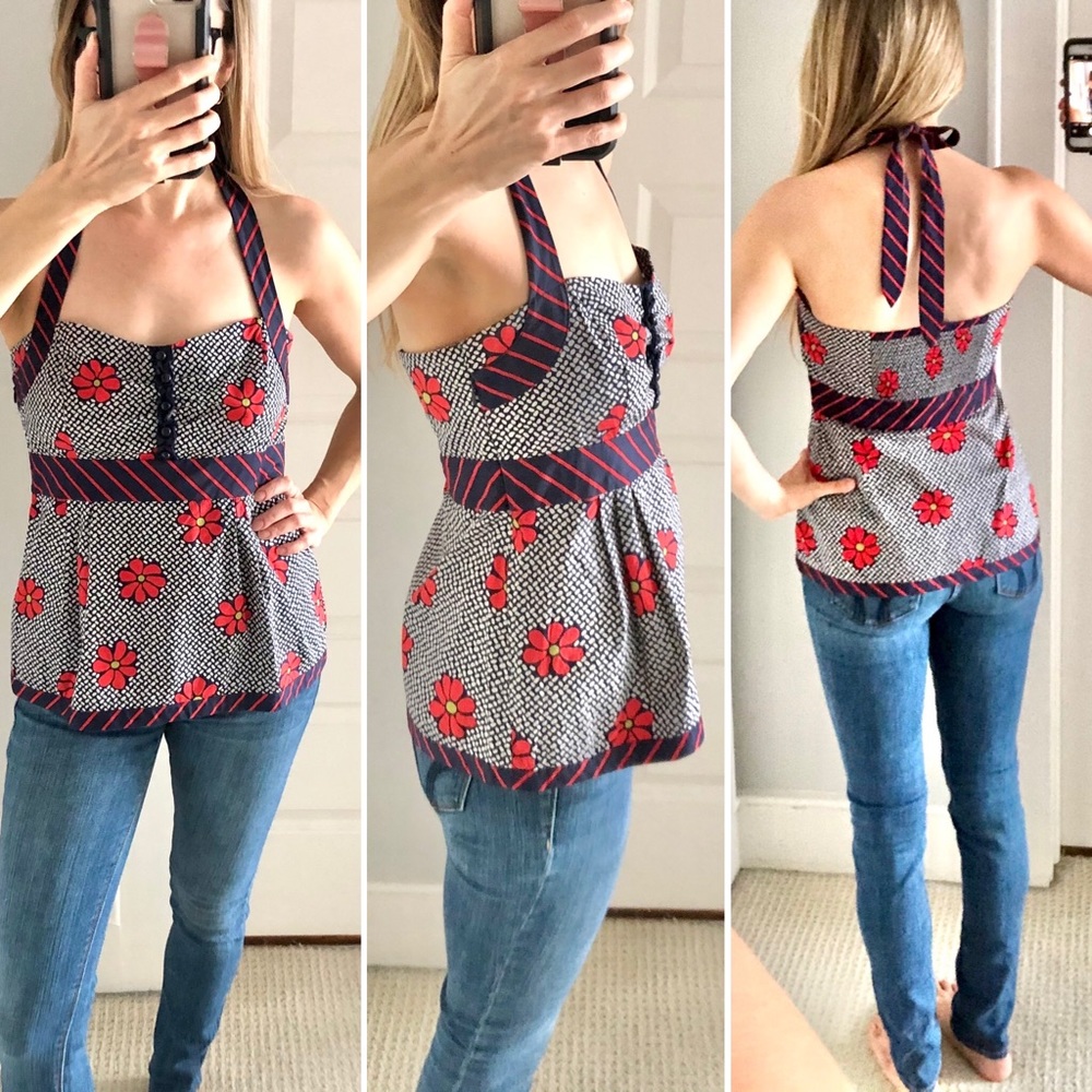 Anthropologie Odille retro daisy halter